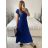 Šaty dlhé letné skládané krátky rukáv dámske ZUZA (S/M/L ONE SIZE) TALIANSKA MÓDA 	 IMD251761/DUR S/M/L červená