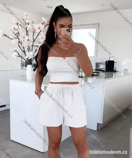 Kraťasy šortky mušelín dámské HANNAH (S/M/L ONE SIZE) ITALSKÁ MÓDA IMD25143/DU