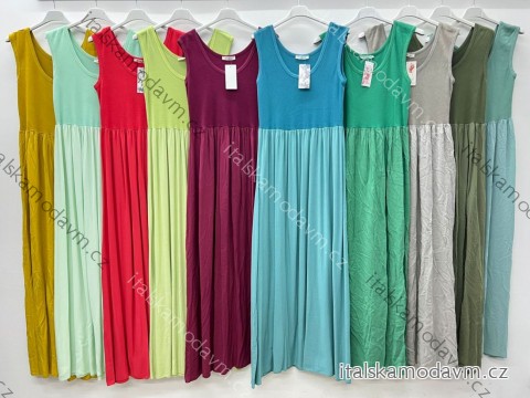 Šaty dlhé voľnočasové letné krátky rukáv dámske (S/M/L ONE SIZE) TALIANSKA MÓDA IM425483