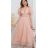 Šaty dlouhé elegantní letní krátký rukáv dámské SIREINA (S/M/L ONE SIZE) ITALSKÁ MÓDA IMPOC256565/DUR S/M/L růžová světlá