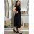 Šaty dlouhé letní krátký rukáv dámské Susana (S/M/L ONE SIZE) ITALSKÁ MÓDA IM425140/DU černá S/M/L