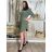 Šaty letný mušelín krátky rukáv nadrozměr dámske (M/L/XLONE SIZE) TALIANSKA MÓDA IM423STYLE/DUR khaki M/L/XL