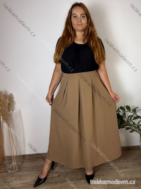 Sukňa dlhá dámska nadrozměr LUISA (46/48/50 ONE SIZE) TALIANSKA MÓDA IM424456/DR 46/48/50 hnedá