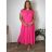 Šaty dlouhé oversize elegantní plisované krátký rukáv dámské nadrozměr EMILIA (42/44/46 ONE SIZE) ITALSKÁ MÓDA IM425EMILIA