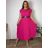 Šaty dlhé oversize elegantní plisované krátky rukáv dámske nadrozmer EMILIA (42/44/46 ONE SIZE) TALIANSKA MÓDA IM425EMILIA/DUR  středně růžová 42/44/46