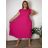 Šaty dlhé oversize elegantní plisované krátky rukáv dámske nadrozmer EMILIA (42/44/46 ONE SIZE) TALIANSKA MÓDA IM425EMILIA/DUR  středně růžová 42/44/46
