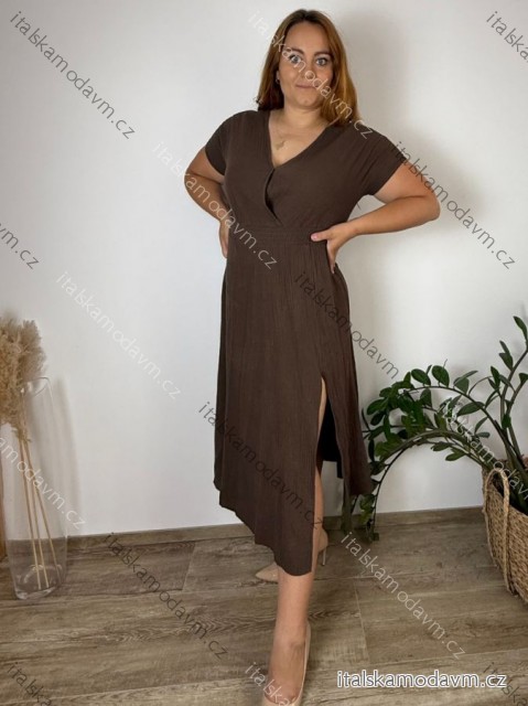 Šaty dlhé letné mušelínové krátky rukáv dámske ANDREA (42/44/46 ONE SIZE) TALIANSKA MÓDA IMWBR251111/DUR