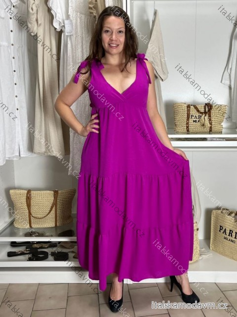 Šaty dlhé letné bez rukávu dámske RICKY (M/L/XL ONE SIZE) TALIANSKA MÓDA IMD252534/DU M/L/XL růžová fuchsiová