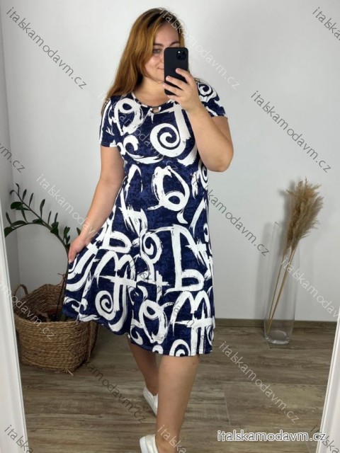 Šaty krátký rukáv dámské nadrozměr LENA (L/XL-2XL/3XL-4XL/5XL-L6XL/7XL) TOVTA TOV2562161/DR 4XL/5XL tmavě modrá