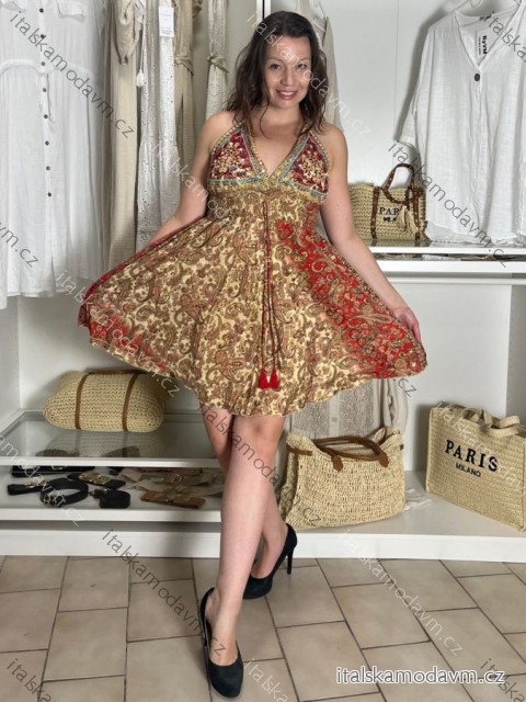 Šaty letní bez rukávu dámské SINDY (S/M/L ONE SIZE) ITALSKÁ MÓDA IM725CE-321AS-2/DUR S/M červená