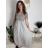 Šaty dlouhé letní žebrované krátký rukáv dámské Maria-M (XS/S/M/L ONE SIZE) ITALSKÁ MÓDA IMSM25128/DUR -   světle zelená -   S/M/L