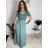 Šaty dlouhé letní žebrované krátký rukáv dámské Maria-M (XS/S/M/L ONE SIZE) ITALSKÁ MÓDA IMSM25128/DUR -   světle zelená -   S/M/L