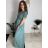 Šaty dlouhé letní žebrované krátký rukáv dámské Maria-M (XS/S/M/L ONE SIZE) ITALSKÁ MÓDA IMSM25128/DUR -   světle zelená -   S/M/L