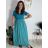 Šaty dlouhé letní žebrované krátký rukáv dámské Maria-M (XS/S/M/L ONE SIZE) ITALSKÁ MÓDA IMSM25128/DUR -   světle zelená -   S/M/L