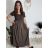 Šaty dlhé letné rebrované krátky rukáv dámske (XS/S/M/L ONE SIZE) TALIANSKA MÓDA IMSM25128