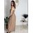 Šaty dlouhé letní carmen přes prsa dámské ORISEA (S/M/L ONE SIZE) ITALSKÁ MÓDA IM425405/DUR S/M/L béžová
