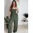 Overal dlouhý elegantní žabičkovaný carmen bez rukávu dámský (S/M/L ONE SIZE) ITALSKÁ MÓDA IM425322/DUR tmavá khaki S/M/L