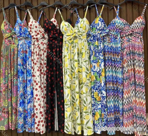 Šaty dlhé letné citrónky lemon na ramienka dámske LEMON (XS/S/M ONE SIZE) TALIANSKA MÓDA IMWHD252358/DUR XS/S/M žlutá