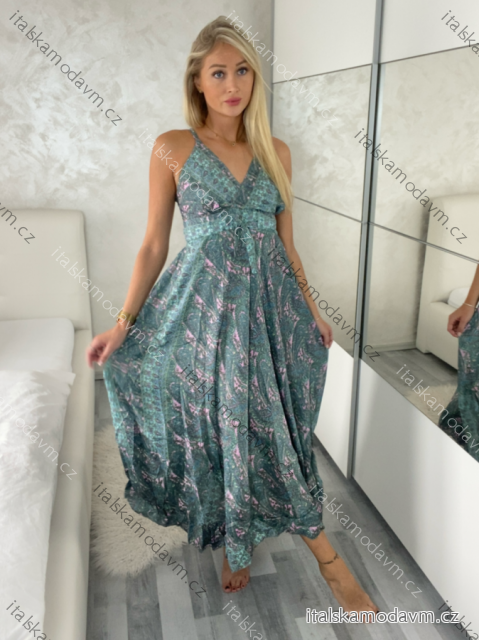 Šaty dlouhé letní na ramínka dámské RAMONA (S/M/L ONE SIZE) INDICKÁ MÓDA IMWKA251062-7/DU S/M/L růžová