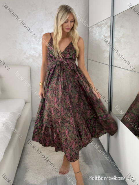 Šaty dlhé letné na ramienka dámske RAMONA (S/M/L ONE SIZE) INDICKÁ MÓDA IMWKA251062-8/DU