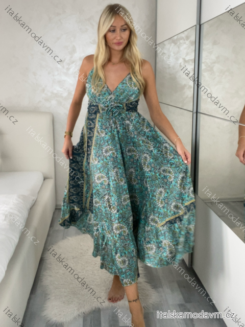 Šaty dlhé letné na ramienka dámske RAMONA (S/M/L ONE SIZE) INDICKÁ MÓDA IMWKA251062-9/DU