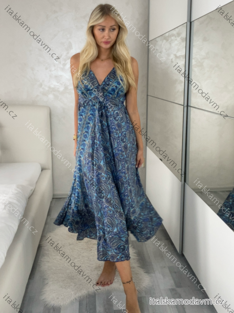 Šaty dlhé letné na ramienka dámske RAMONA (S/M/L ONE SIZE) INDICKÁ MÓDA IMWKA251062-10/DU