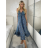 Šaty dlhé letné na ramienka dámske RAMONA (S/M/L ONE SIZE) INDICKÁ MÓDA IMWKA251062-10/DU S/M/L tmavo modrá