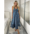 Šaty dlhé letné na ramienka dámske RAMONA (S/M/L ONE SIZE) INDICKÁ MÓDA IMWKA251062-10/DU S/M/L tmavo modrá