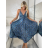 Šaty dlhé letné na ramienka dámske RAMONA (S/M/L ONE SIZE) INDICKÁ MÓDA IMWKA251062-10/DU S/M/L tmavo modrá