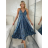 Šaty dlhé letné na ramienka dámske RAMONA (S/M/L ONE SIZE) INDICKÁ MÓDA IMWKA251062-10/DU S/M/L tmavo modrá
