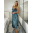 Šaty dlhé letné na ramienka dámske RAMONA (S/M/L ONE SIZE) INDICKÁ MÓDA IMWKA251062-11/DU S/M/L modrá