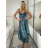 Šaty dlhé letné na ramienka dámske RAMONA (S/M/L ONE SIZE) INDICKÁ MÓDA IMWKA251062-11/DU S/M/L modrá