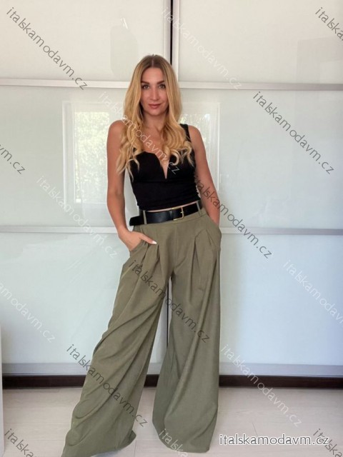 Kalhoty elegantní s páskem dámské (S/M/L ONE SIZE) ITALSKÁ MÓDA IMPLI2517303