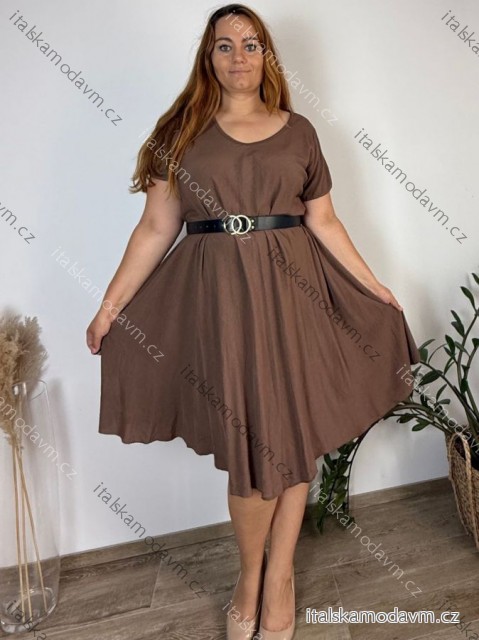 Šaty volnočasové letní oversize krátký rukáv dámské nadrozměr INGE (54/56/58 ONE SIZE) ITALSKÁ MÓDA IMWDV251578/DU