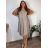 Šaty volnočasové letní oversize krátký rukáv dámské nadrozměr INGE (54/56/58 ONE SIZE) ITALSKÁ MÓDA IMWDV251578/DU 54/56/58 tmavě béžová
