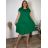 Šaty oversize letní krátký rukáv dámské nadrozměr ISABEL (48/50/52 ONE SIZE) ITALSKÁ MÓDA IM425023/DU zelená 48/50/52