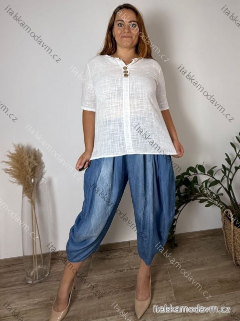 Košile bavlněná 3/4 dlouhý rukáv dámská nadrozměr INGE(42/44/46 ONE SIZE) ITALSKÁ MODA IM725161/DU 42/44/46 bílá