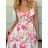 Šaty letní květované na ramínka dámské DIXIE (XS/S/M ONE SIZE) ITALSKÁ MÓDA IMWCH251605/DU -   růžová -   S/M