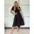 Šaty elegantní s páskem krátký rukáv dámské (XS/S/M ONE SIZE) ITALSKÁ MÓDA IMWB251273/DU -   Černá -   S/M