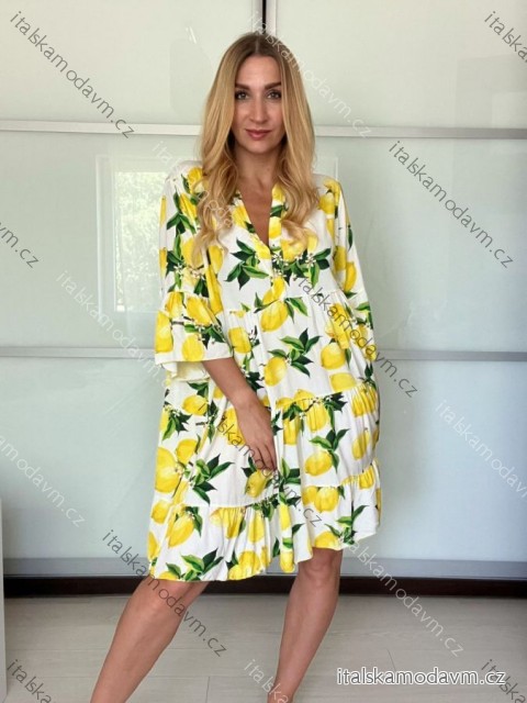 Šaty letní košilové dlouhý rukáv dámské (S/M/L ONE SIZE) ITALSKÁ MÓDA IMSL250002/DU -   bílá -   S/M/L