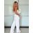 Súprava elegantný top bez rukávov a nohavice dlhé dámske BIANCHI  (XS/S/M ONE SIZE) TALIANSKA MÓDA IMWB25855/DU -   biela -   S / M