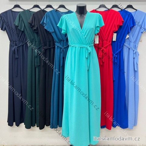 Šaty dlouhé letní krátký rukáv dámské (S/M/L ONE SIZE) ITALSKÁ MÓDA IM425498