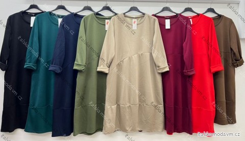 Šaty teplé dlhý rukáv dámske nadrozmer (48/50/52 ONE SIZE) TALIANSKA MÓDA IM425514