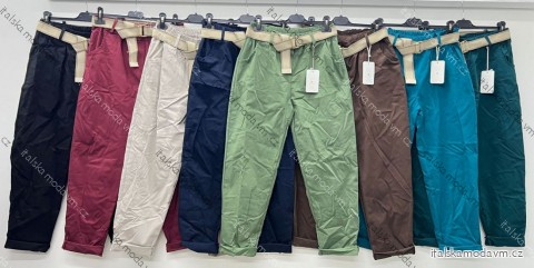 Kalhoty plátěné s páskem dámské (S/M/L ONE SIZE) ITALSKÁ MÓDA IM425519