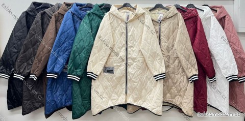 Bunda jesenná s kapucňou na zips dlhý rukáv dámska nadrozmer (52/54/56 ONE SIZE) TALIANSKA MÓDA IM425531