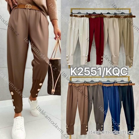 Kalhoty elegantní s páskem dámské MASELKO (S/M/L ONE SIZE) ITALSKÁ MÓDA IM425536