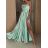 Šaty dlhé elegantné letné dámske LILIEN  (XS/S/M ONE SIZE) TALIANSKA MÓDA IMWGB25952/DR S / M zelená mintova