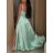 Šaty dlhé elegantné letné dámske LILIEN  (XS/S/M ONE SIZE) TALIANSKA MÓDA IMWGB25952/DR S / M zelená mintova
