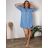 Šaty košile prodloužená 3/4 dlouhý rukáv dámské nadrozměr JANET  (44/46/48 ONE SIZE) ITALSKÁ MODA  IM421400