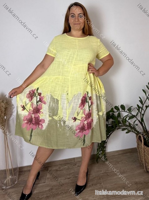 Šaty letné krátky rukáv dámske nadrozmer FLOO (48/50/52 ONE SIZE) TALIANSKA MÓDA IM425421